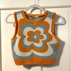 Altar’d State Medium Cropped Flower Sweater Vest